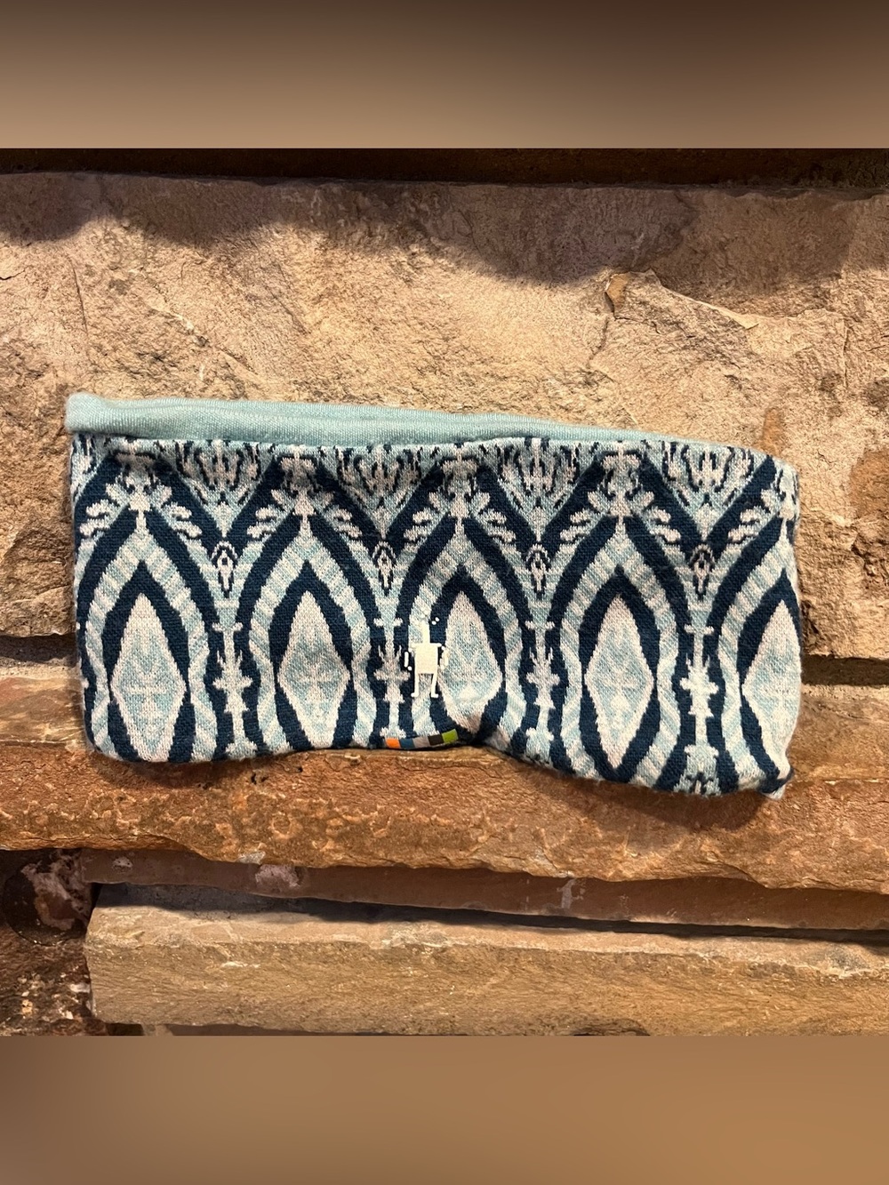 Smartwool Merino Wool Alpine Patterned Blue Knit Headband